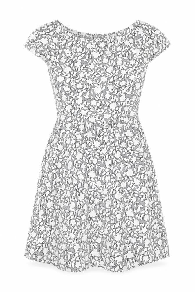 Topshop Women’s Grey Floral Skater Dress Size 8