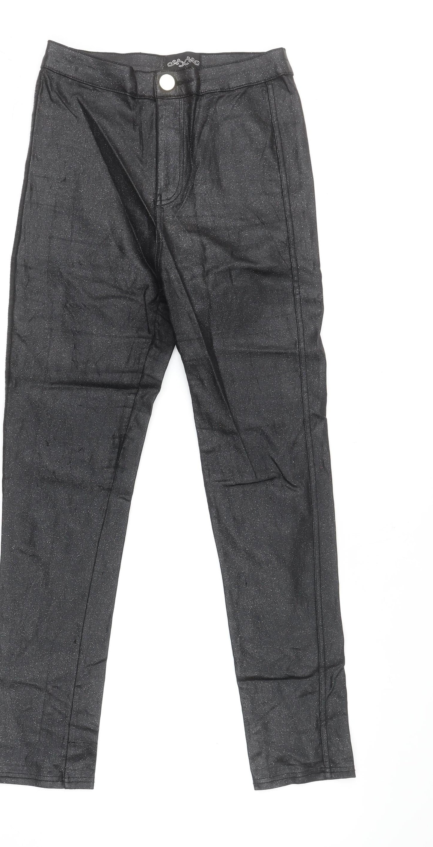 Denim Club Women's Black Size 10 Glitter Jegging Stretch Slim Trousers
