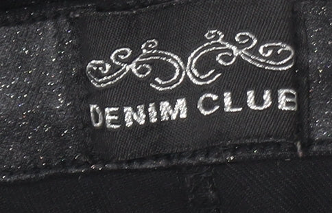 Denim Club Women's Black Size 10 Glitter Jegging Stretch Slim Trousers
