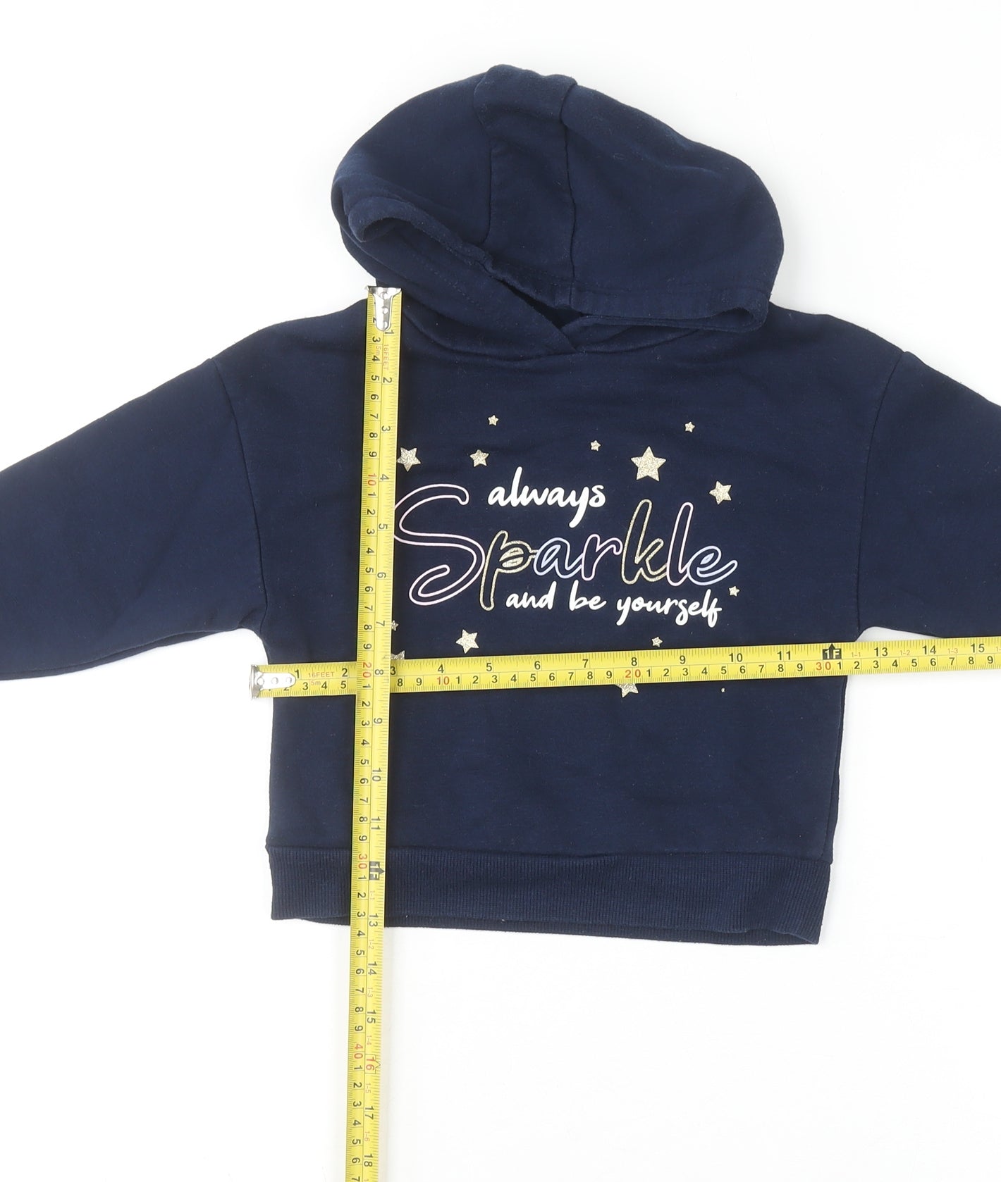 Primark Girls Blue Sparkle Hooded Pullover Jumper 18-24 Months