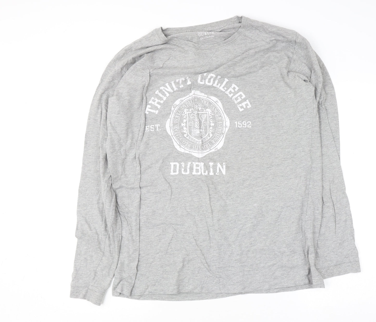 Trinity College Dublin Men's Grey Long Sleeve 2XL Graphic Top