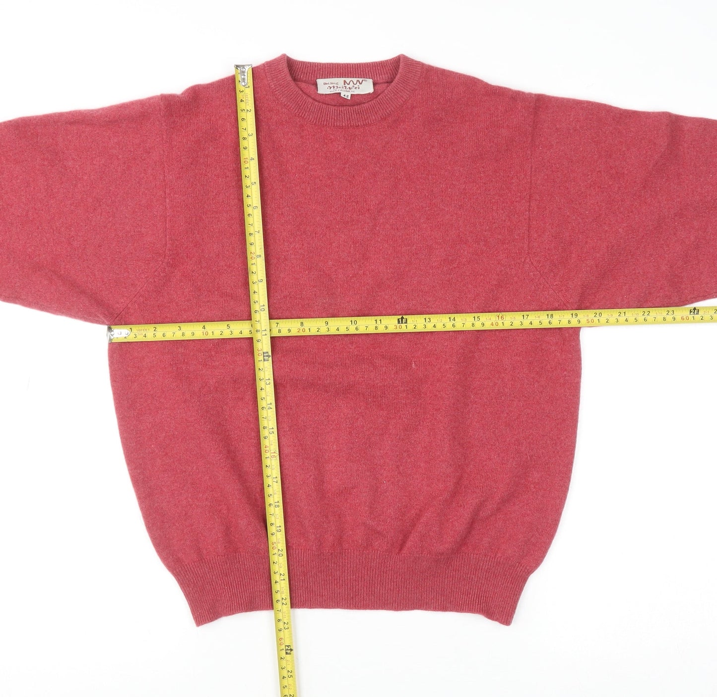 Beijing MeiWei Women's Pink 100% Cashmere Crew Neck Jumper Size 14