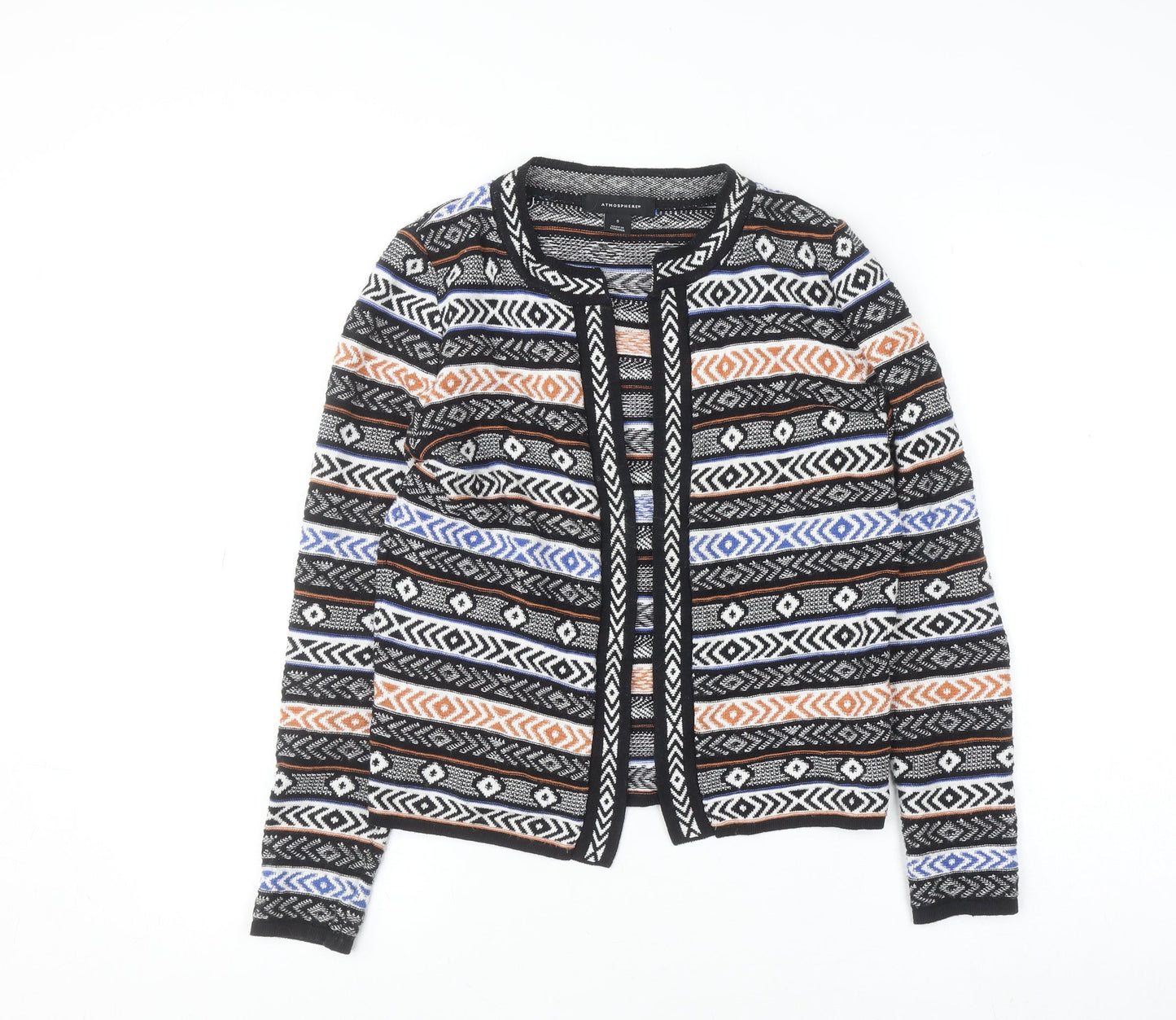 Atmosphere Womens Multicoloured Aztec Knit Open Cardigan Size S