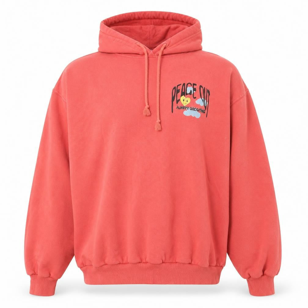 Bershka Men Red Graphic Pullover Hoodie Size S Retro Style