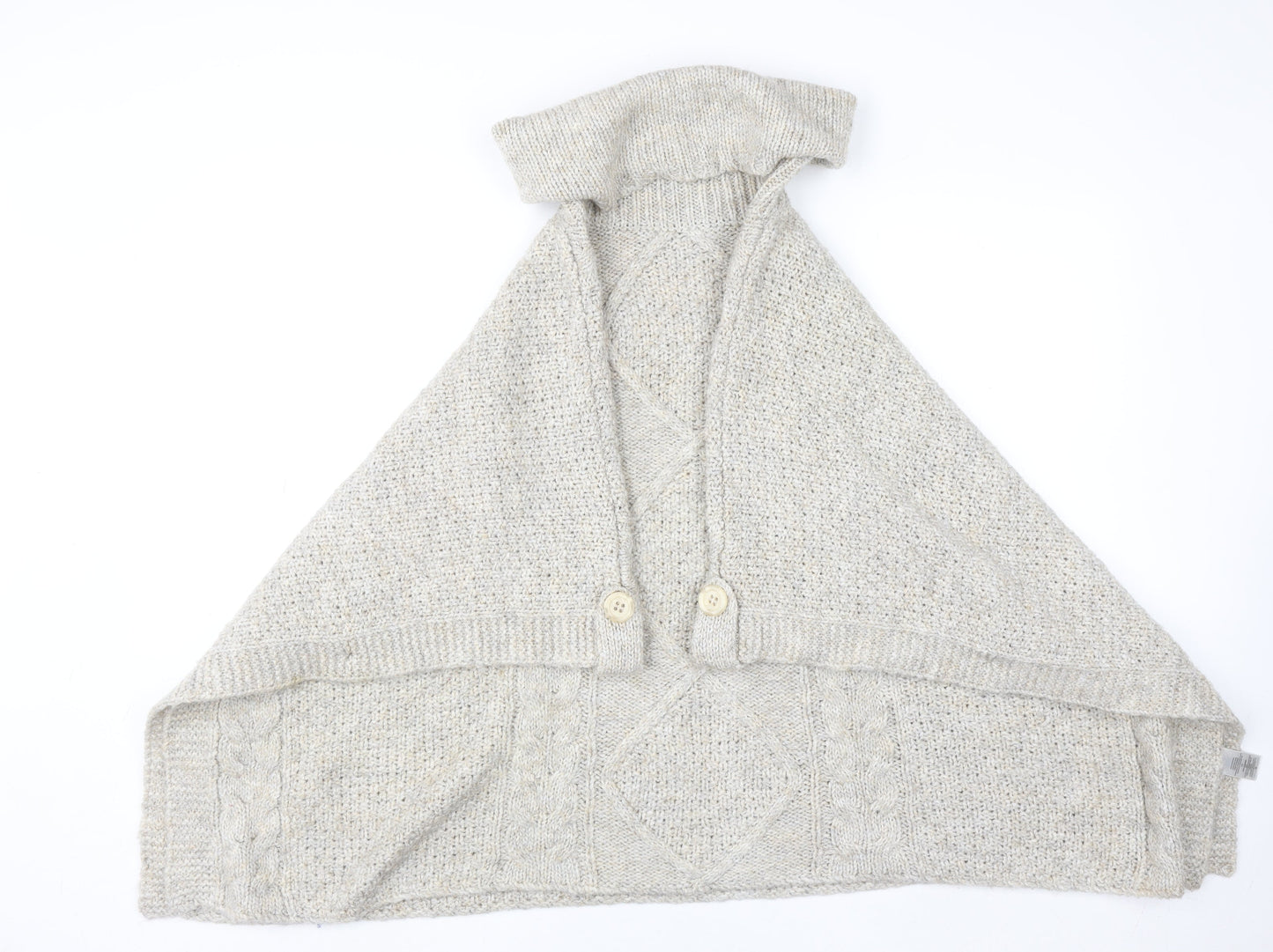 Savoir Women’s Beige Roll Neck Cable-Knit Cape Jumper Size 18