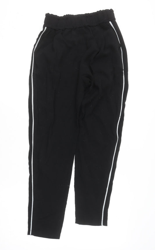 Style London Womens Black Jogger Trousers Small Elastic Waist