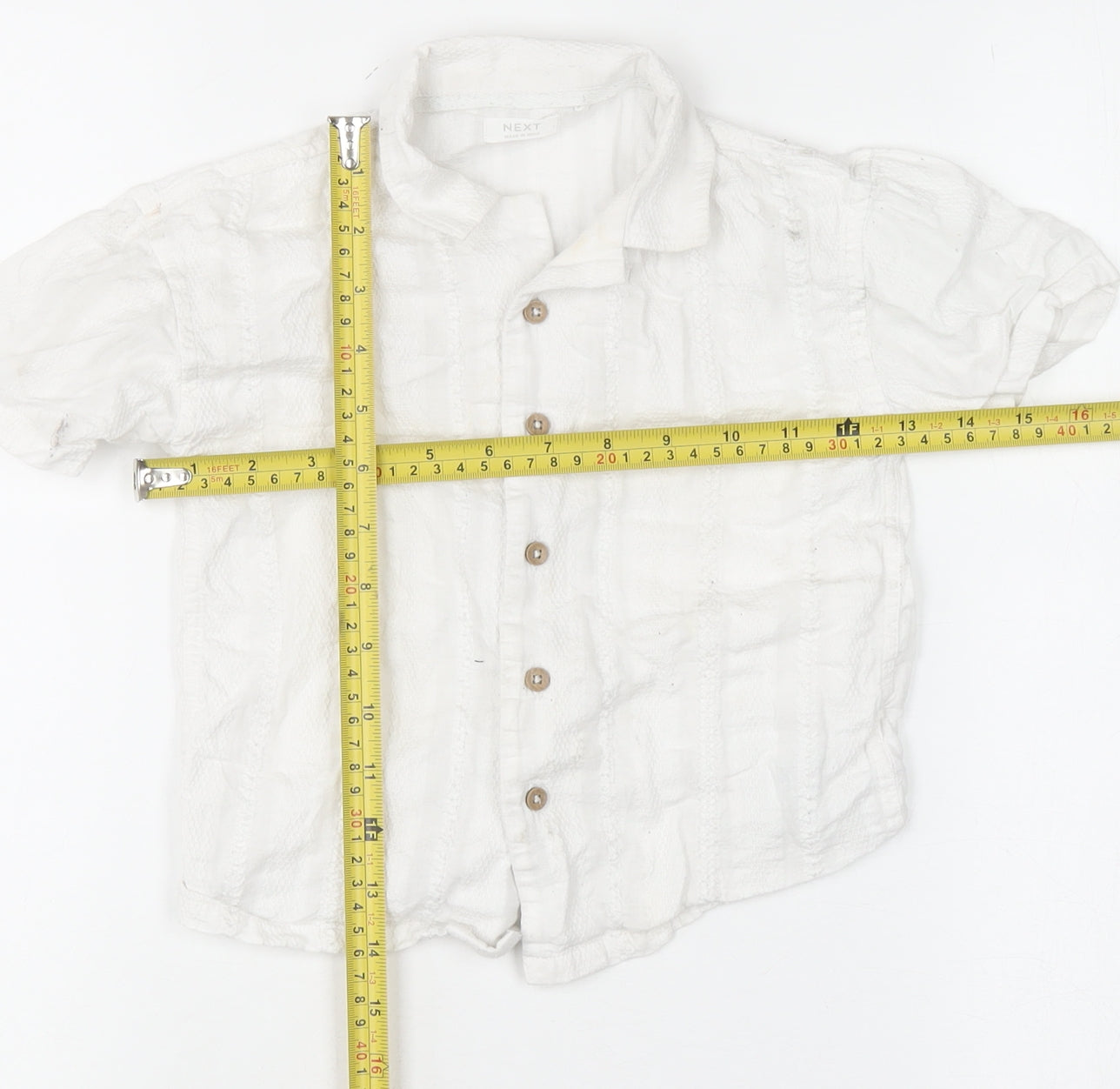 Next Boys White 2-3 Years Button-Up Short Sleeve Cotton Shirt