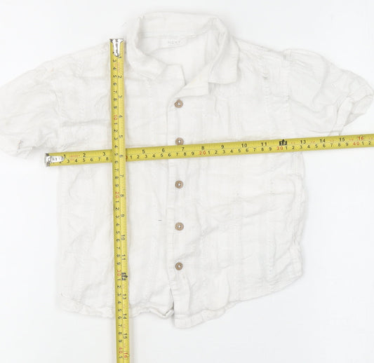 Next Boys White 2-3 Years Button-Up Short Sleeve Cotton Shirt