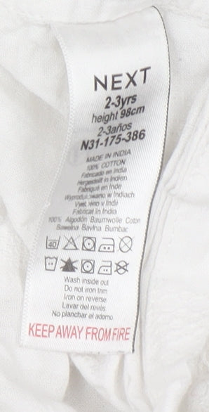 Next Boys White 2-3 Years Button-Up Short Sleeve Cotton Shirt