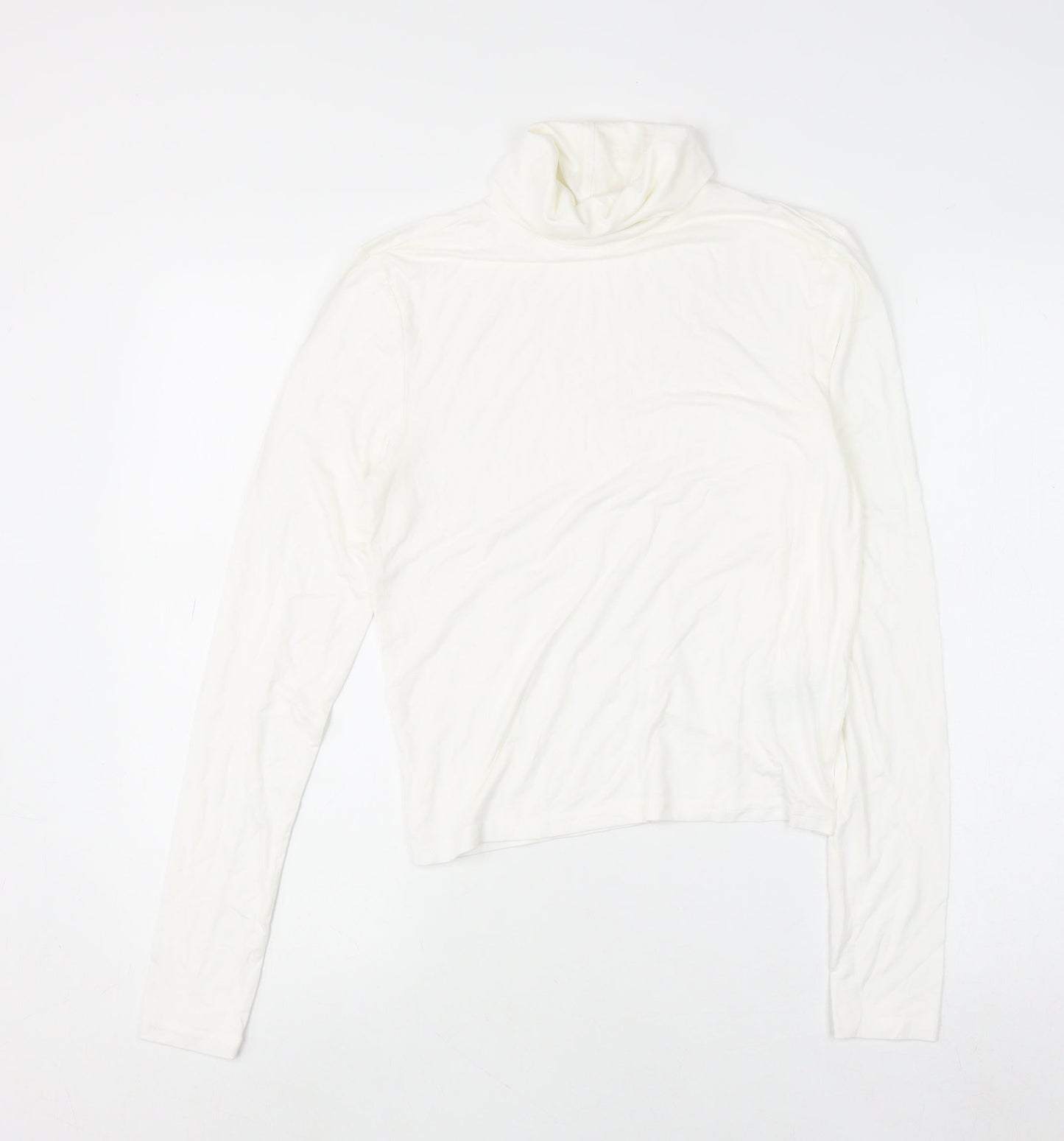 H&M Divided Women White Roll Neck Long Sleeve Basic Top M