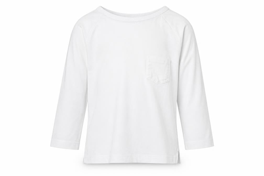 Front view of Zara boys’ white long sleeve cotton basic t-shirt 18-24 months