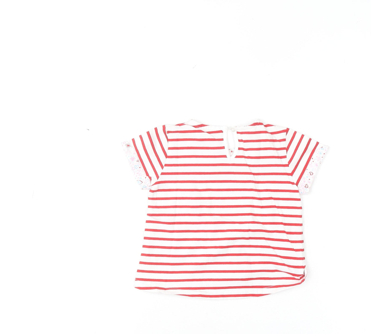 Zara Girls Red White Striped Cutie T-Shirt 18-24 Months