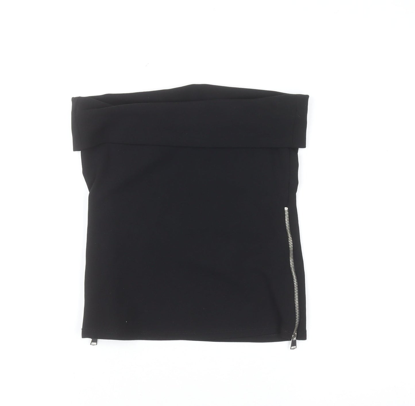 ZARA Women Black Off Shoulder Strapless Slim Fit Top S