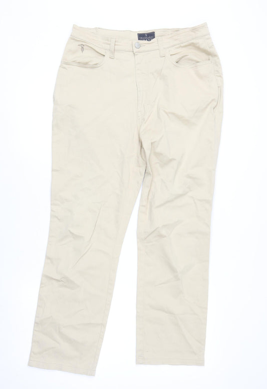 Trussardi Mens Beige Straight Leg Jeans 36W Regular Fit Cotton