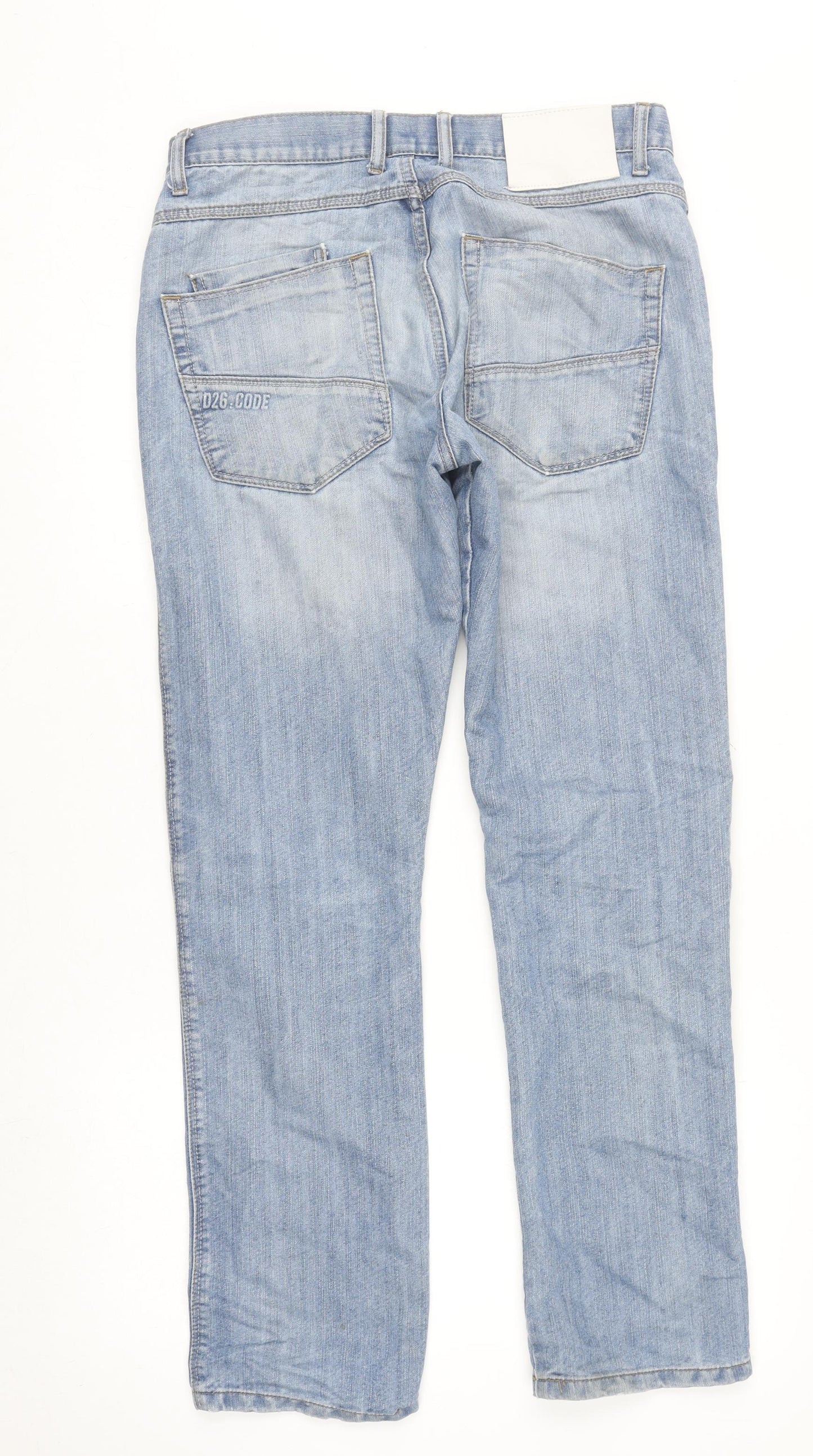 D26 Code Men’s Light Blue Straight Fit Jeans W32 L32 Cotton Blend