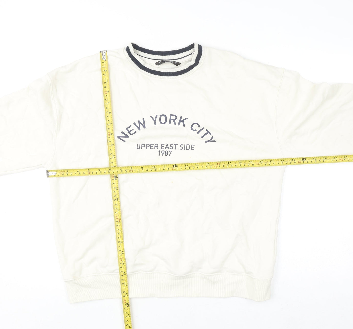 Dunnes Men Ivory Crew Neck Pullover Sweatshirt Size S New York City Print