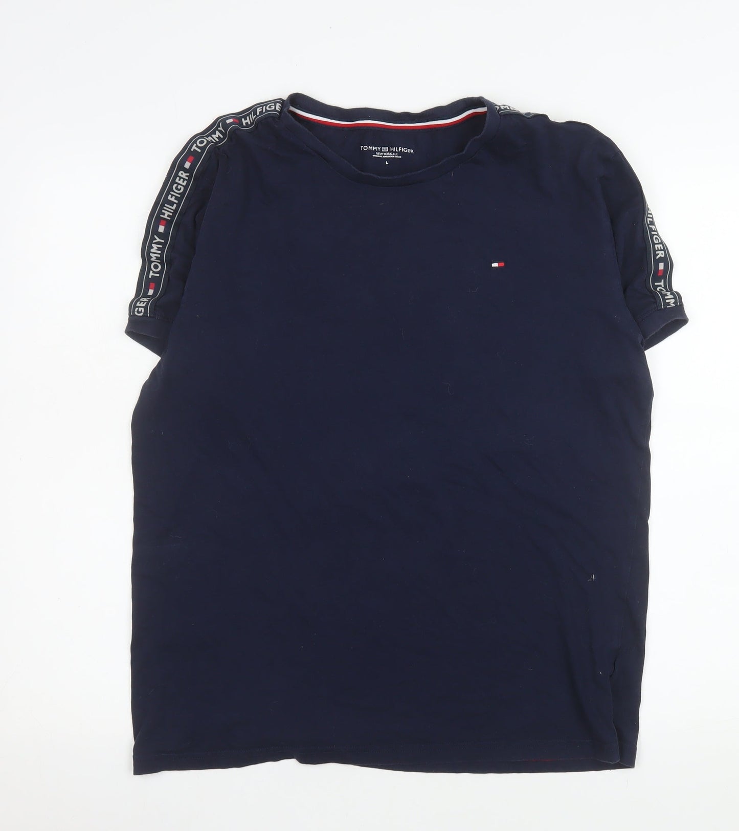 Tommy Hilfiger Men's Navy Short Sleeve Crew Neck Logo T-Shirt Size L