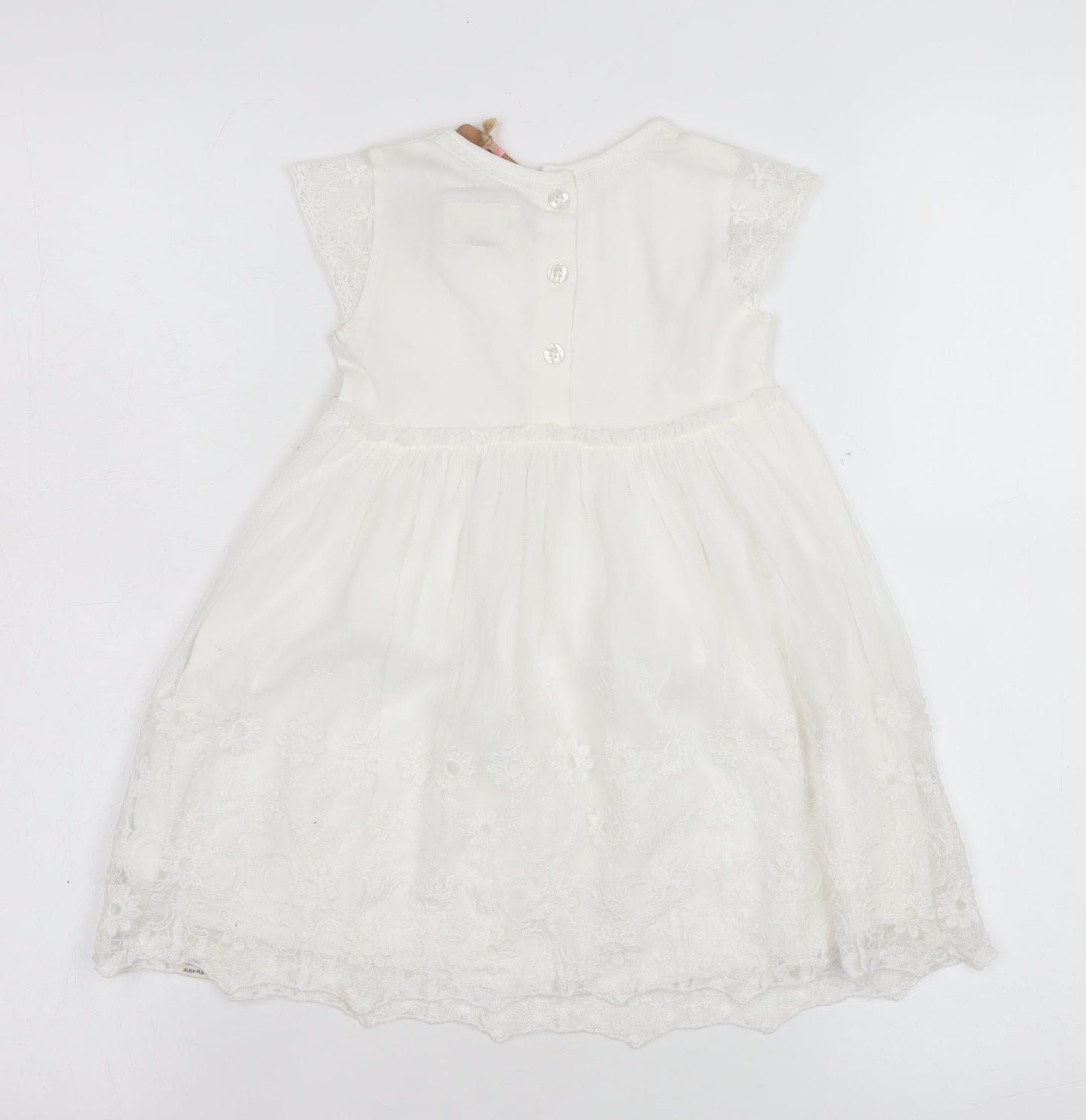 Mantaray Girls Ivory Cotton Embroidered A-Line Dress 18-24 Months