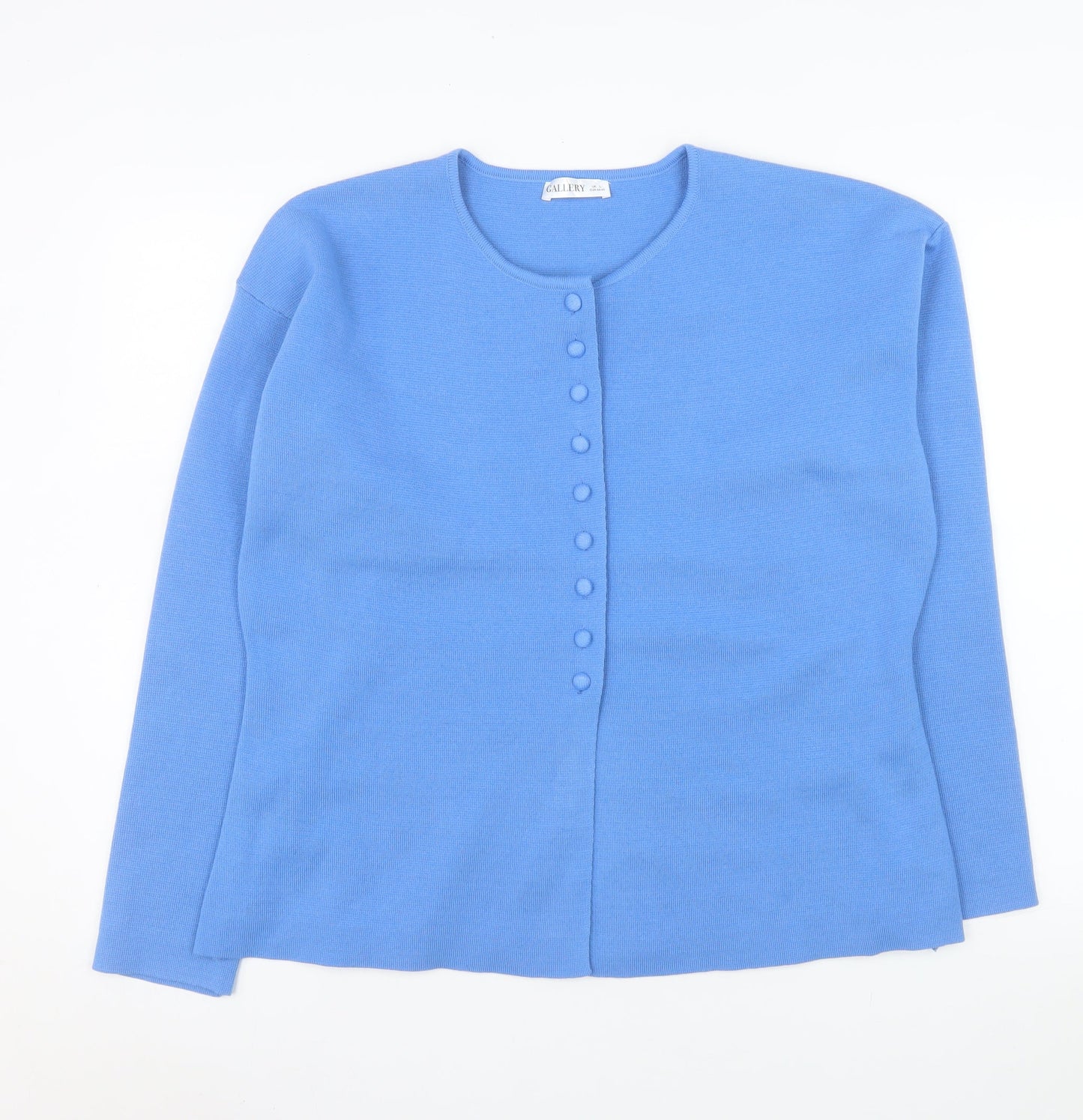 Gallery Women Blue Knit Button Basic Jacket L