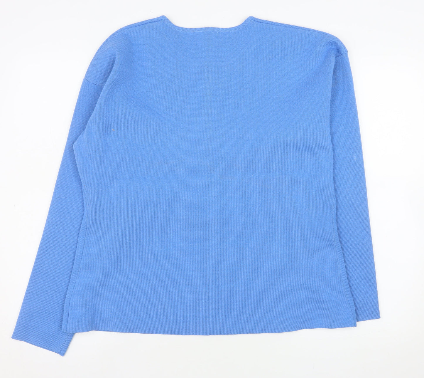 Gallery Women Blue Knit Button Basic Jacket L