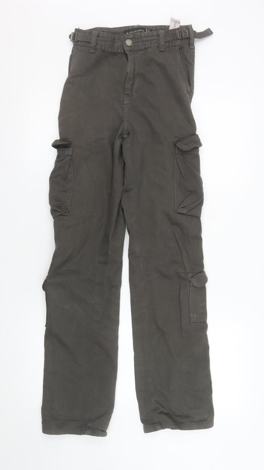 Stradivarius Women’s Green Cargo Trousers Size 4 Belted Cotton
