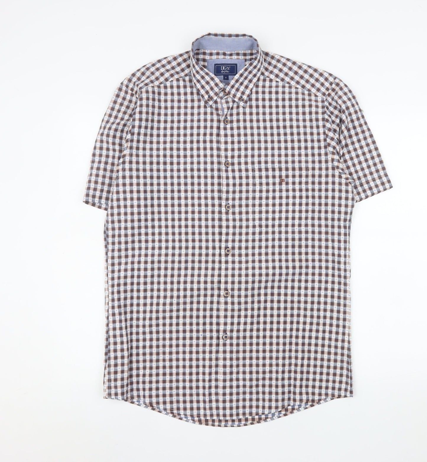 DG’s Drifter Men’s Brown Checked Short Sleeve Button-Up Shirt M
