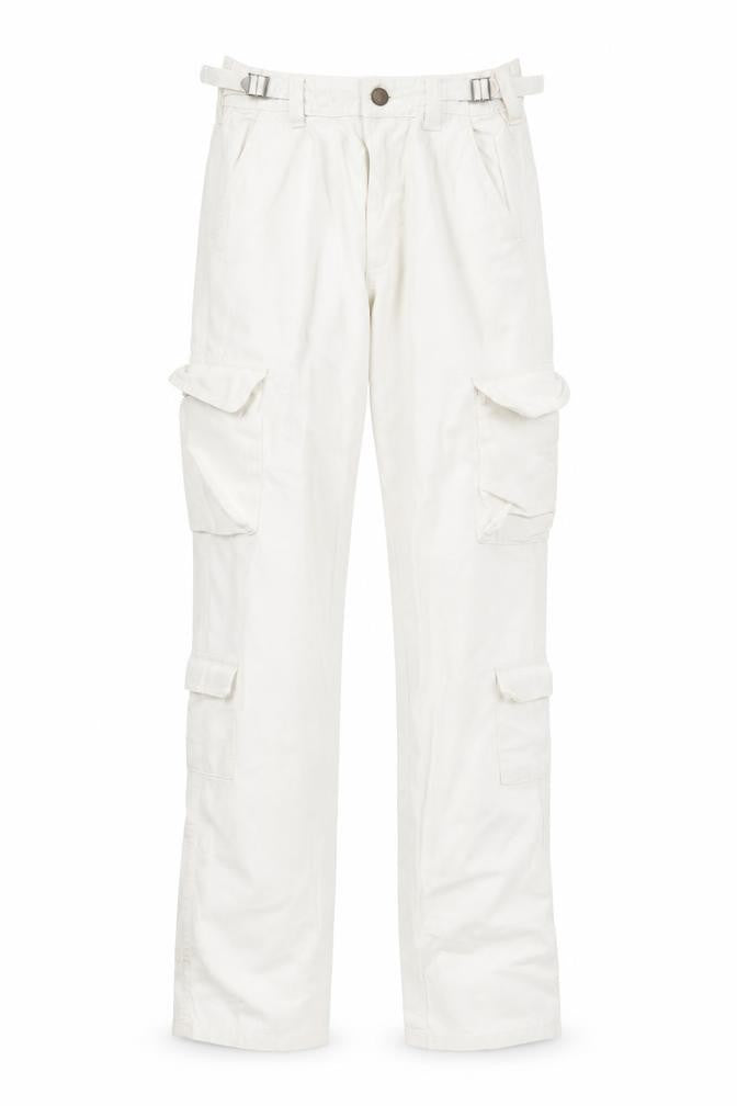 Stradivarius Women’s White Cargo Jeans Size 4 Regular Fit Cotton