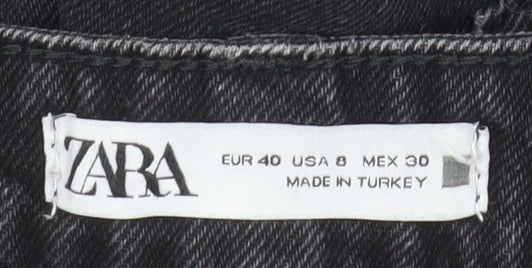 ZARA Women Black Mom Jeans Size 12 High Rise Cotton Denim