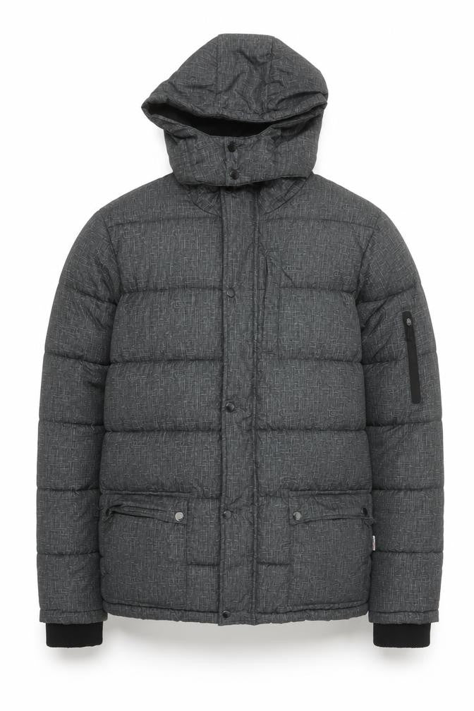 Lee Cooper Men's Grey Hooded Puffer Jacket S Regular Fit Winter Coat