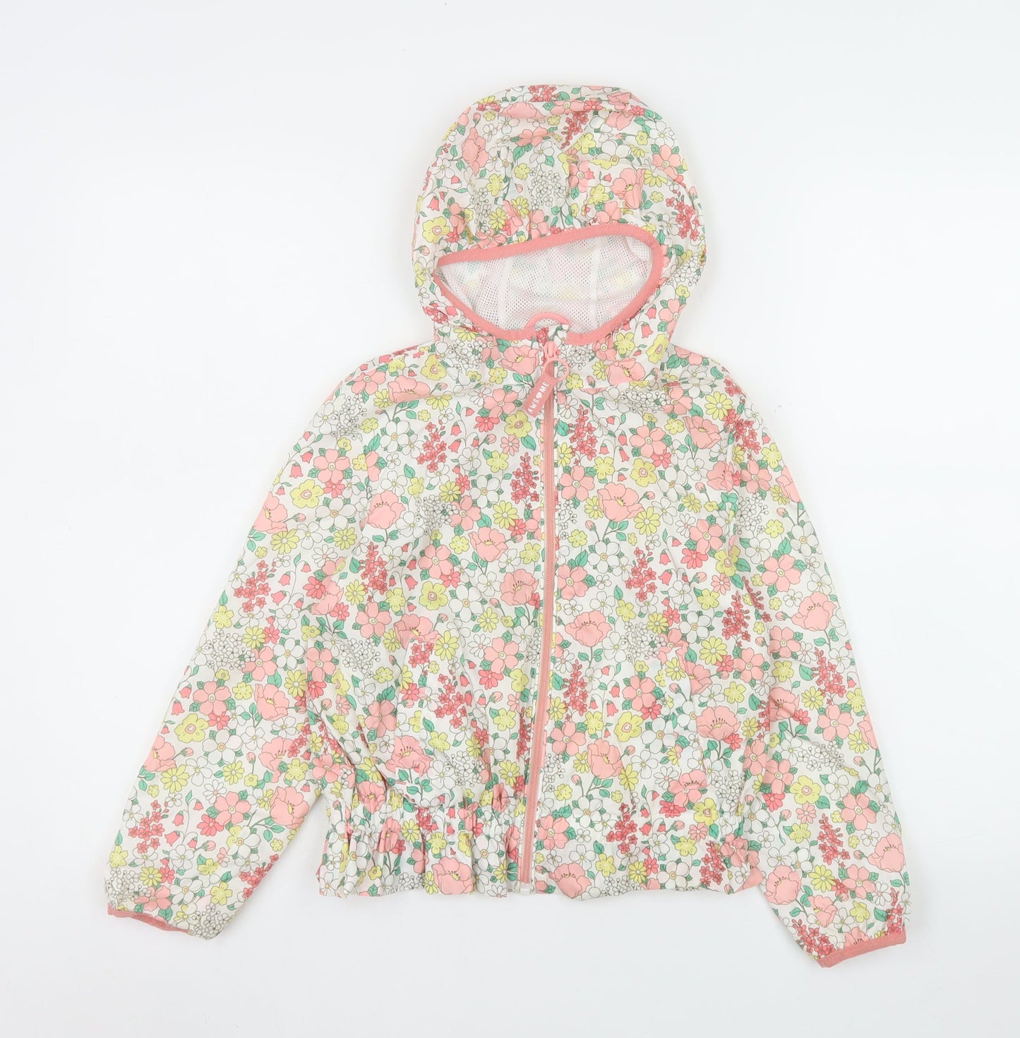 C&A Girls Multicoloured Floral Hooded Rain Coat Jacket 8 Years