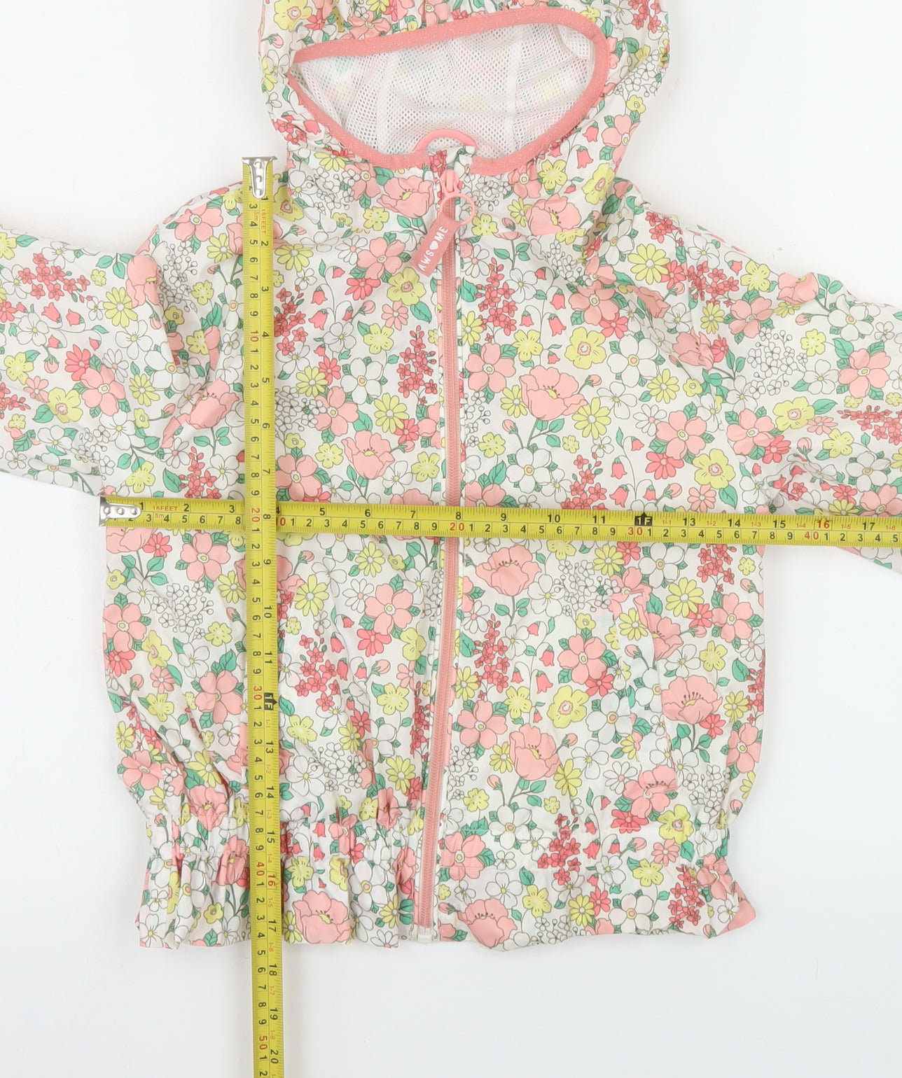 C&A Girls Multicoloured Floral Hooded Rain Coat Jacket 8 Years