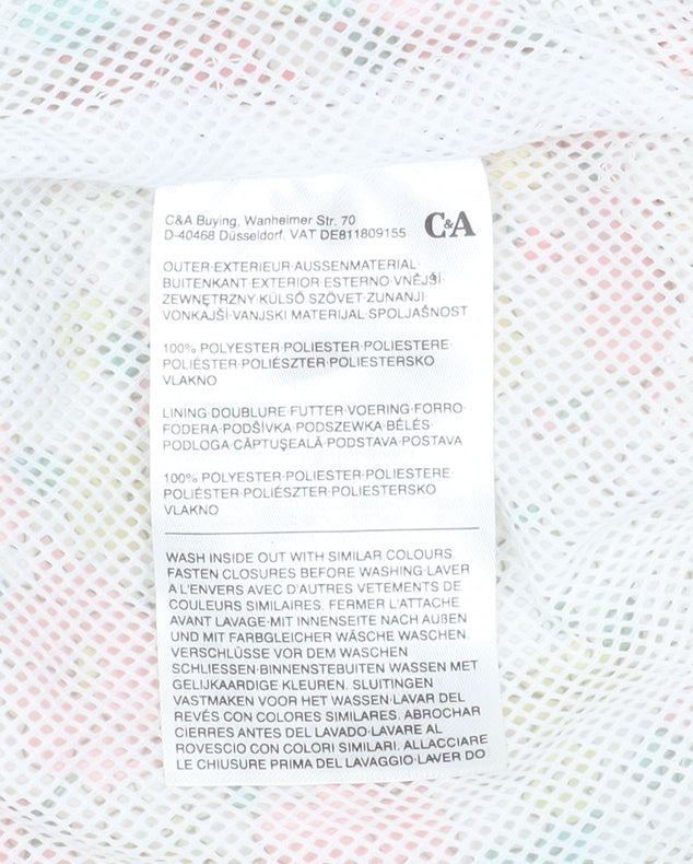C&A Girls Multicoloured Floral Hooded Rain Coat Jacket 8 Years