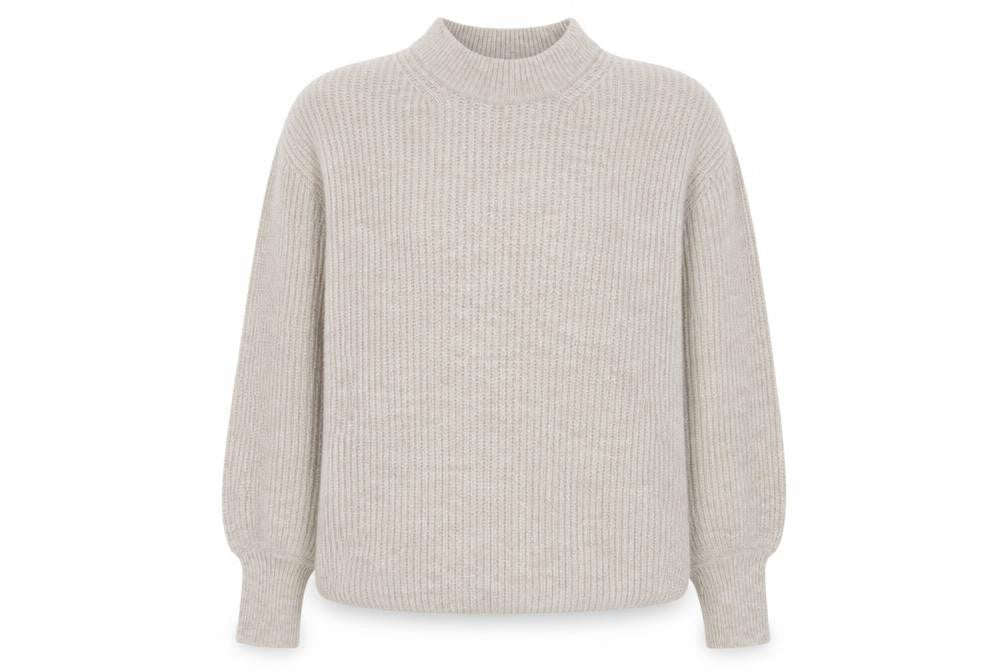 ASOS Women Beige Mock Neck Ribbed Knit Pullover Jumper Size 14