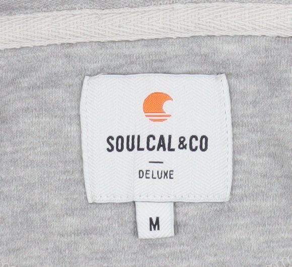 SoulCal & Co Men’s Grey Hooded Full Zip Jersey Jacket Medium