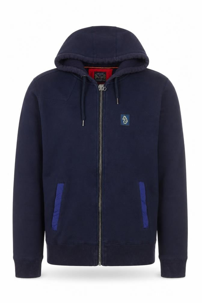 Front view of Luke Men's Blue Medium Hooded Full Zip Jacket
