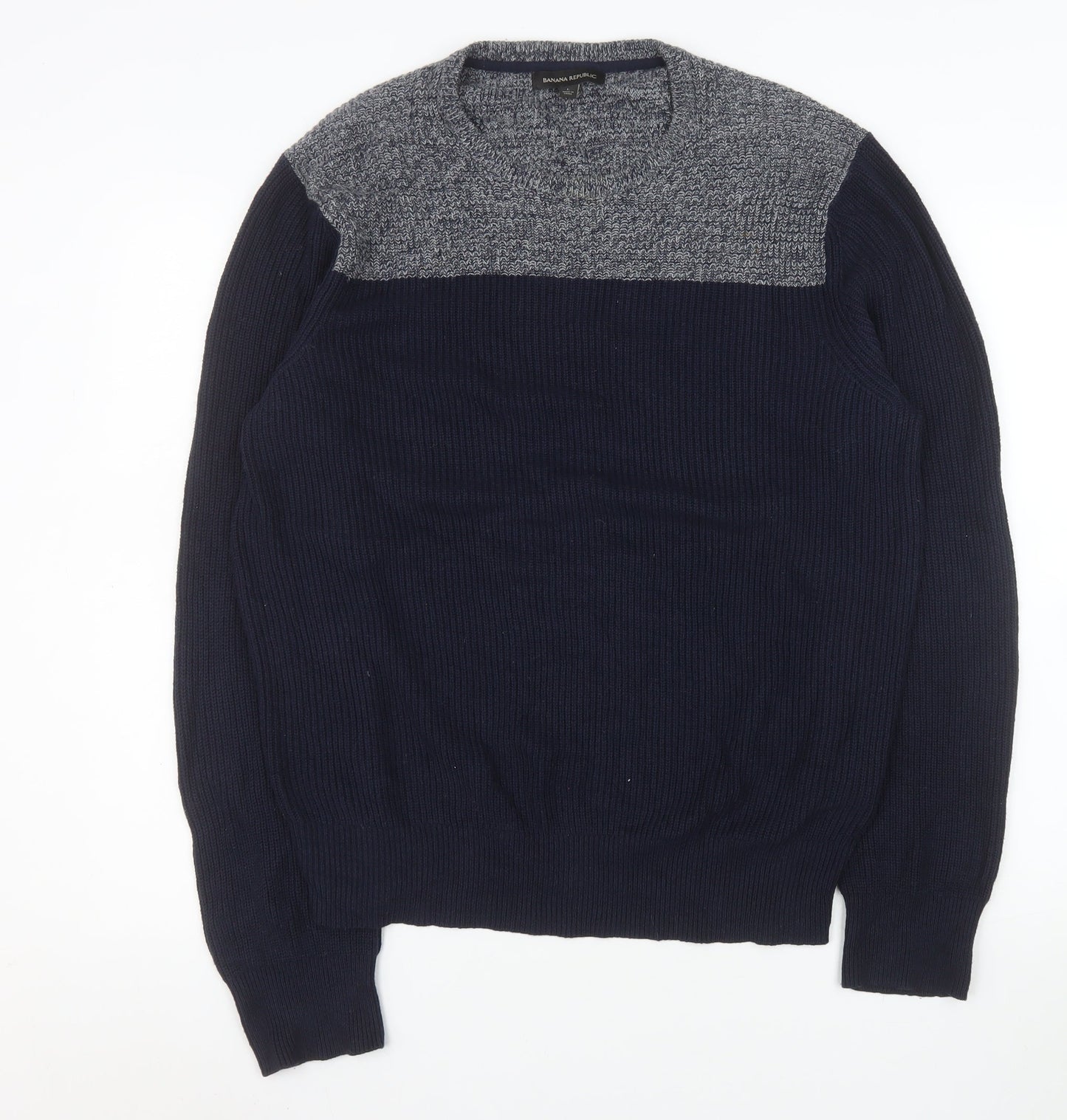 Banana Republic Men Blue Knit Crew Neck Pullover Jumper Size L