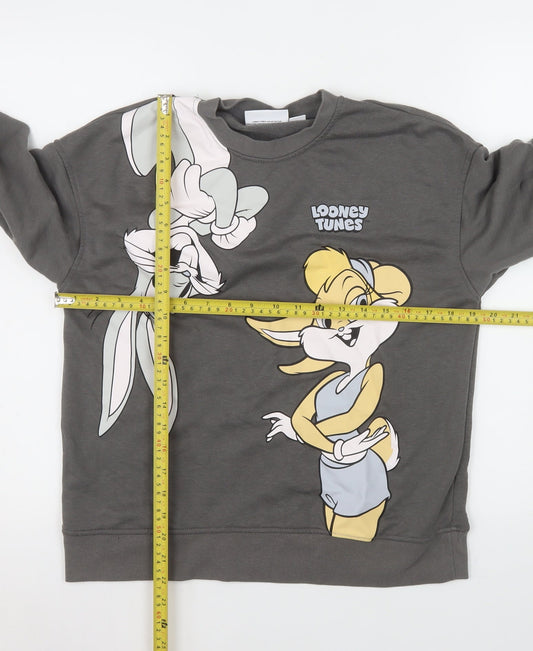 Looney Tunes Women's Grey Pullover Sweatshirt XS Bugs Bunny Lola Bunny Graphic