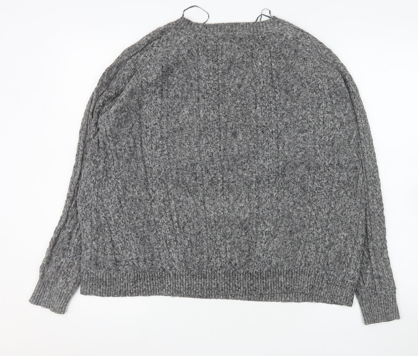 Fat Face Women’s Grey Cable-Knit Wool Blend Pullover Jumper UK 16