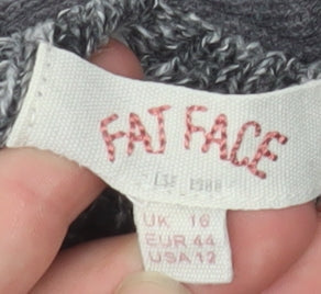 Fat Face Women’s Grey Cable-Knit Wool Blend Pullover Jumper UK 16