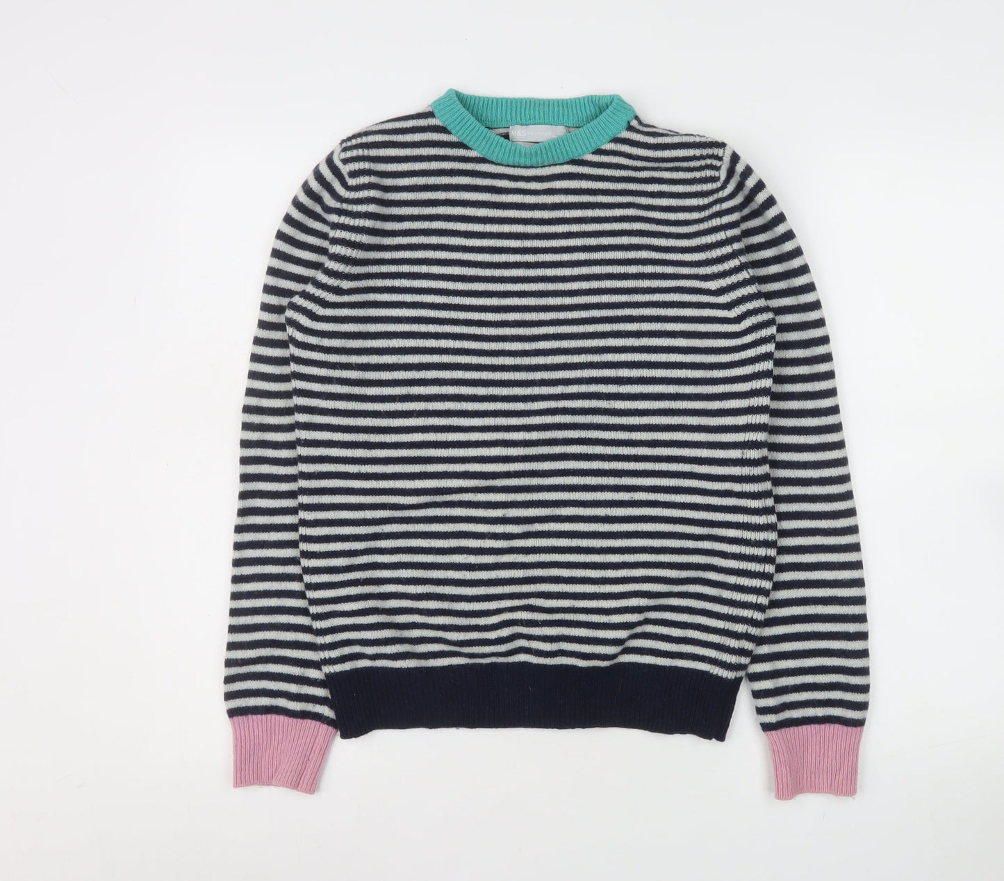 Marks and Spencer Women’s Multicoloured Striped Wool Blend Jumper Size 6