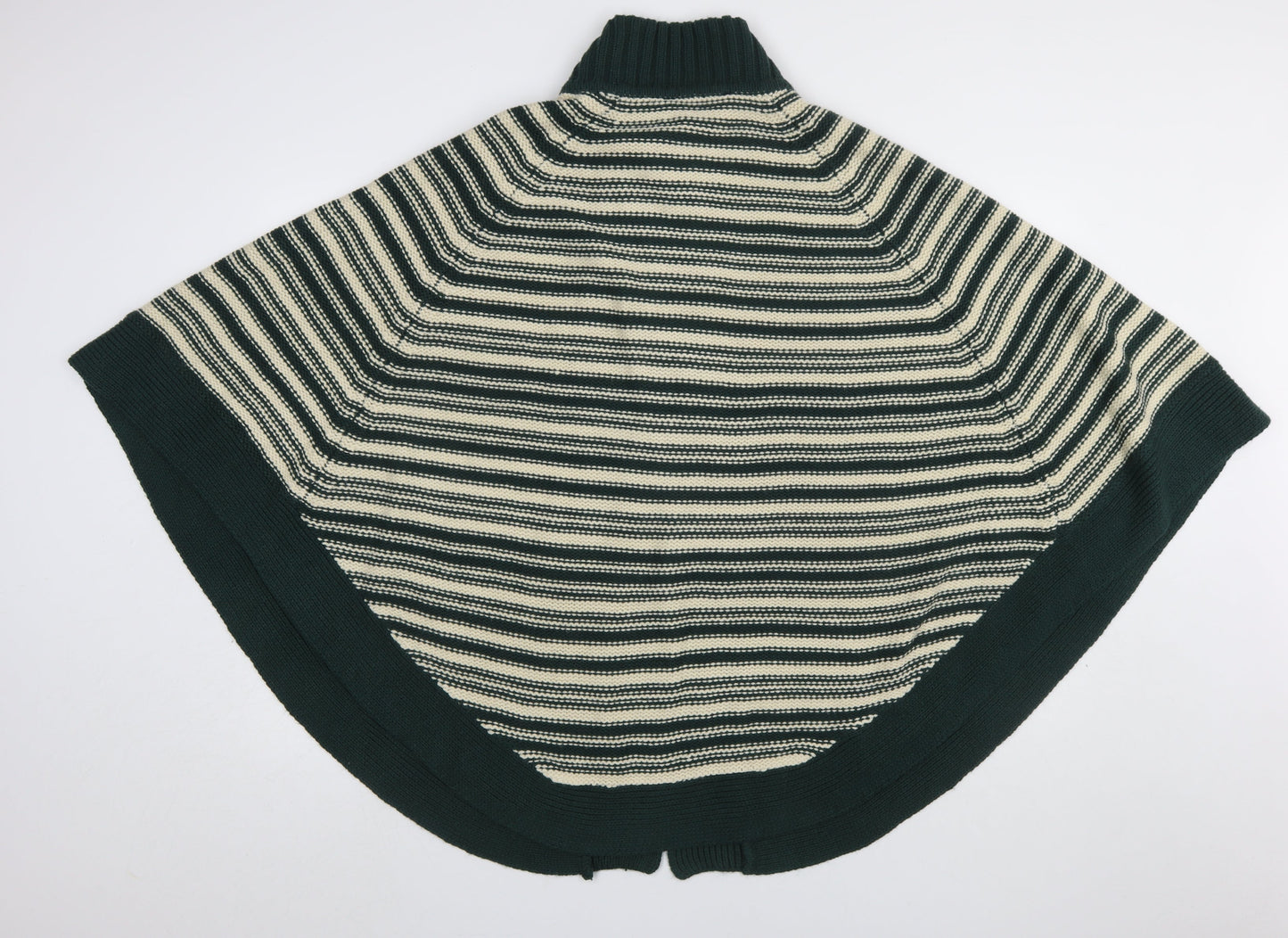 Evans Womens Green Striped Acrylic Cape Jumper Size L