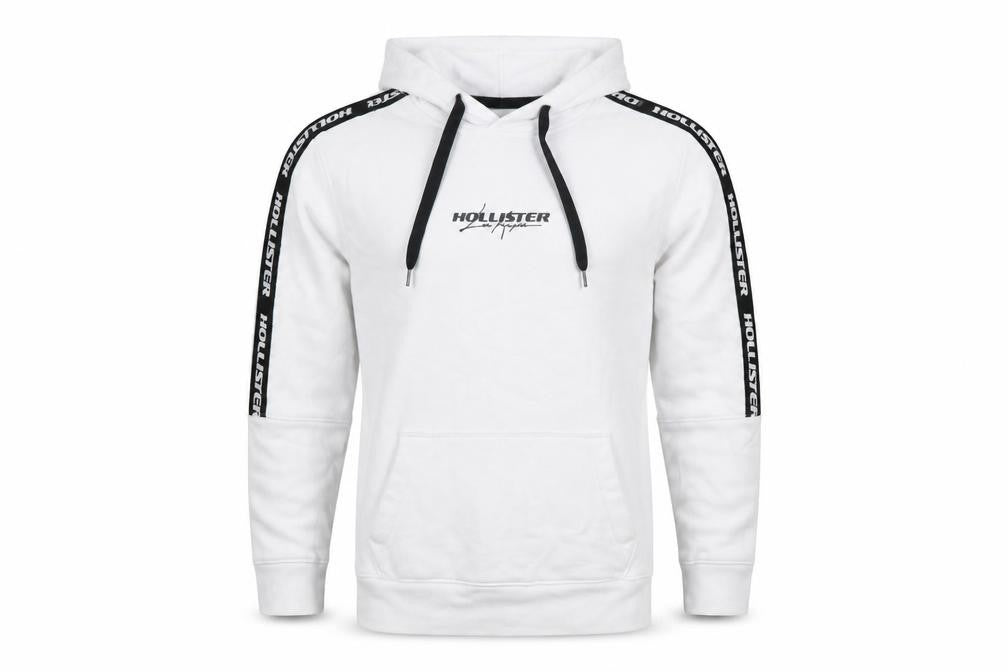 Hollister Boys White Pullover Hoodie Small Logo Graphic Cotton Blend