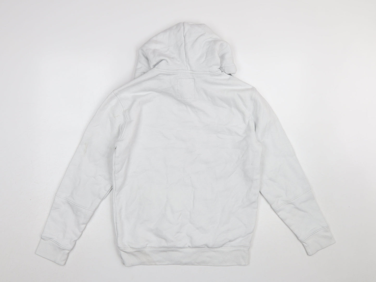 Hollister Boys White Pullover Hoodie Small Logo Graphic Cotton Blend