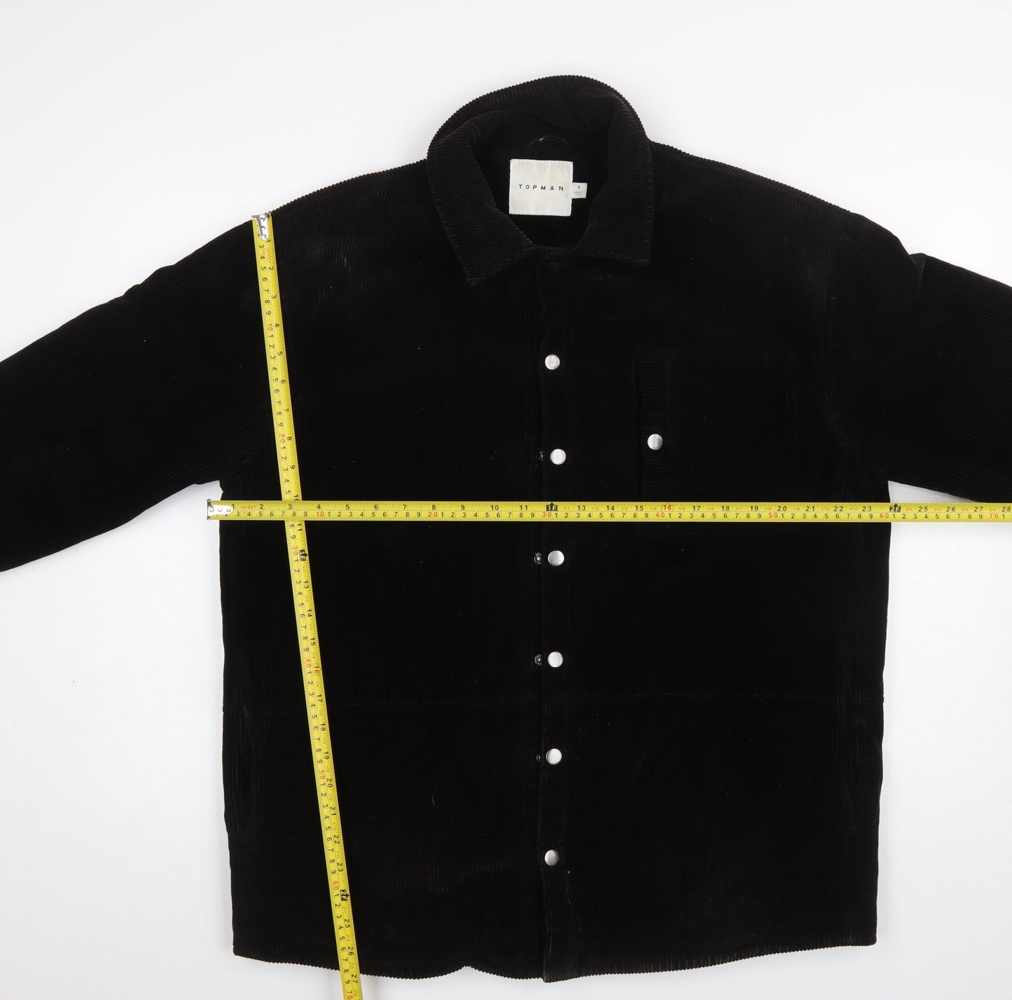 Topman Men's Black Corduroy Lined Button Jacket Size S