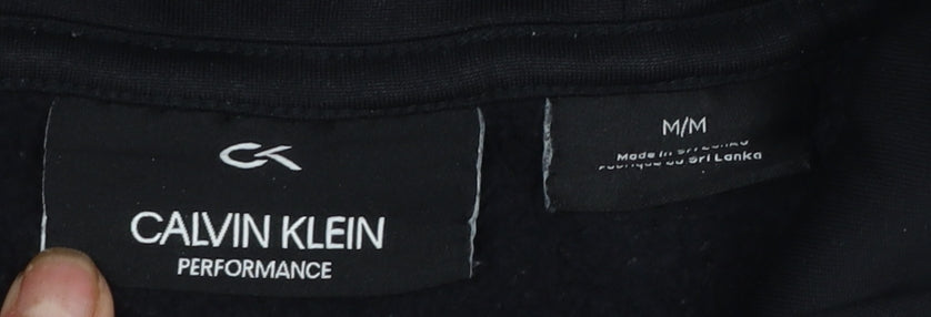 Calvin Klein Men’s Black Pullover Logo Hoodie Size M Cotton Fleece