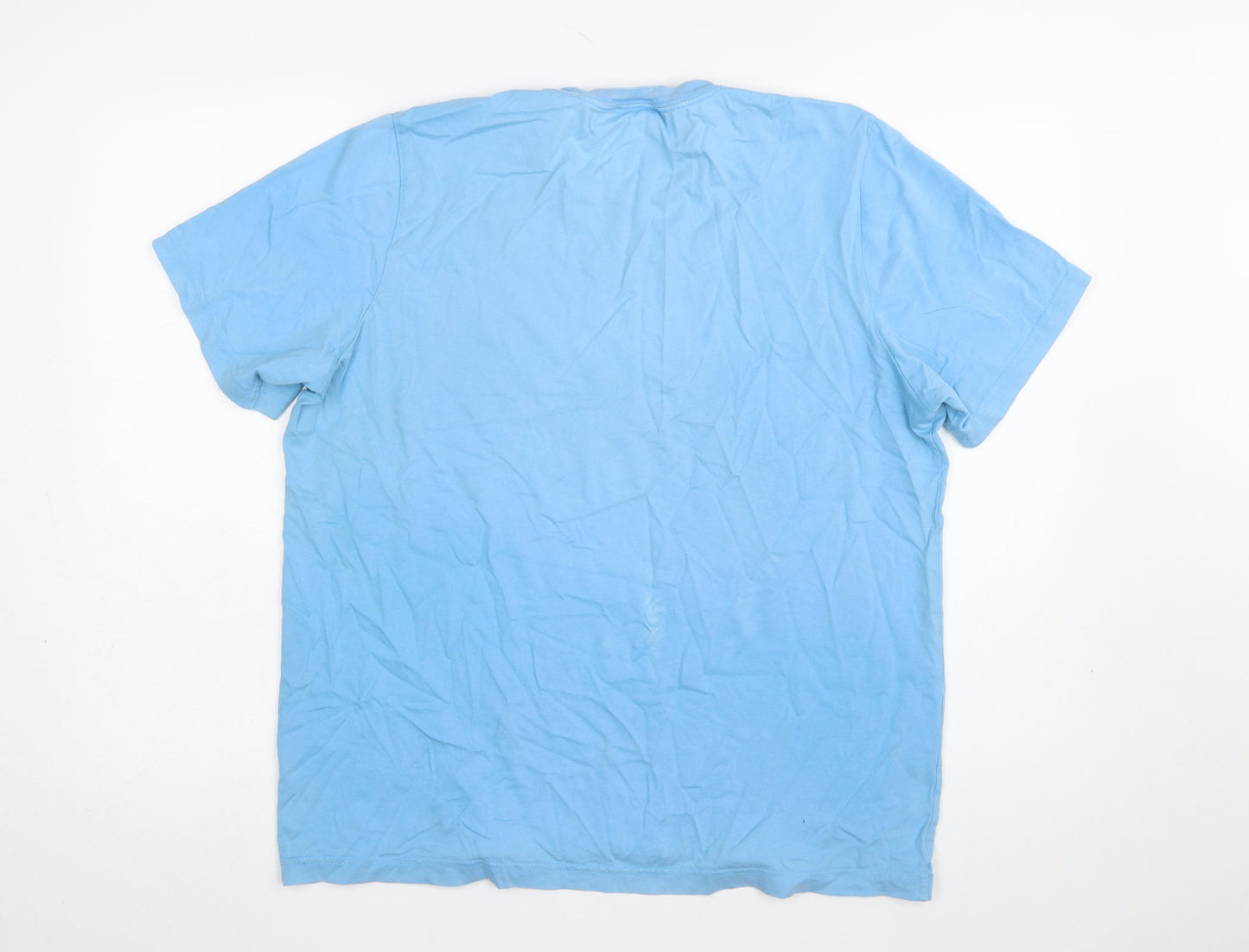 Adidas Men's Blue Cotton Crew Neck Logo T-Shirt Size L