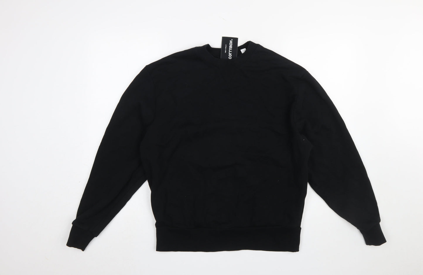 Collusion Men's Black XS Cotton Crew Neck Pullover Sweatshirt
