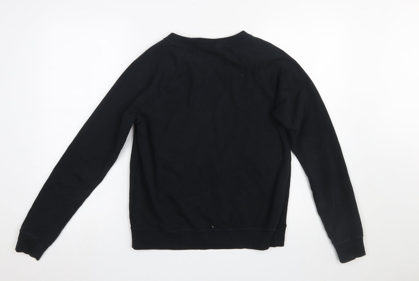 Nike Women Black Small Pullover Sweatshirt Cotton Blend Logo Crew Neck
