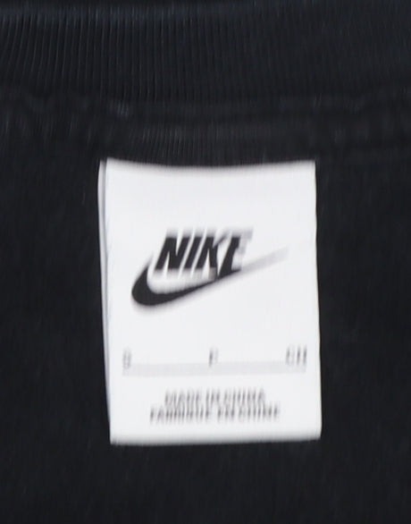 Nike Women Black Small Pullover Sweatshirt Cotton Blend Logo Crew Neck