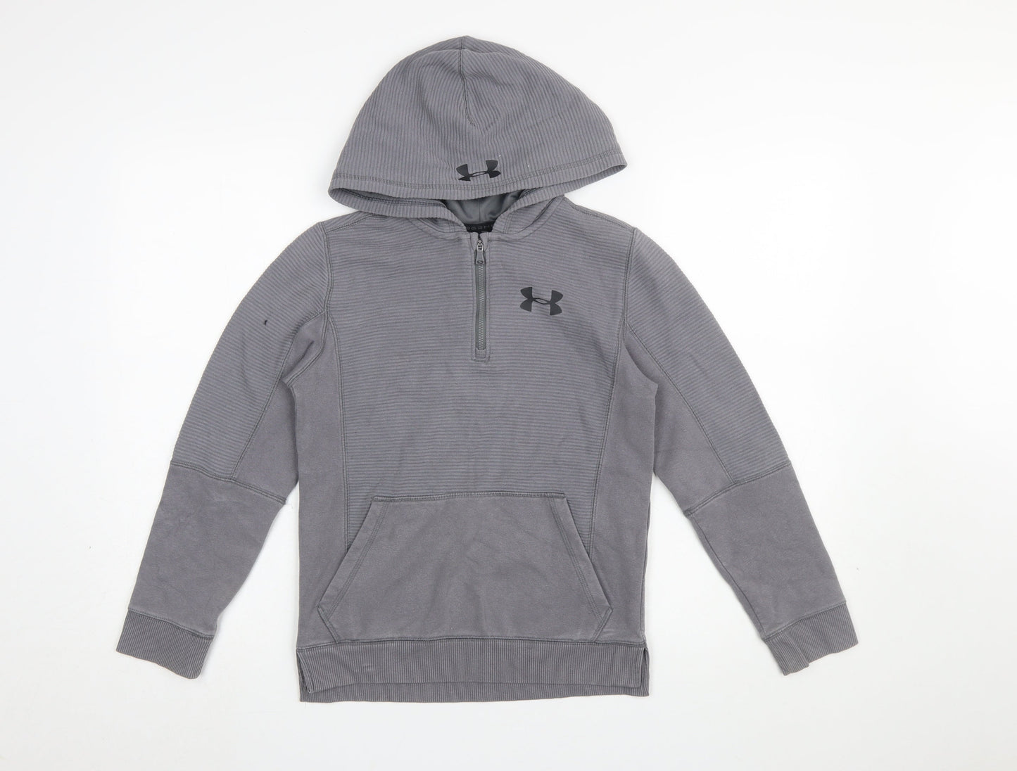 Under Armour Boys Grey Half Zip Hoodie Size 140 ColdGear Cotton Blend